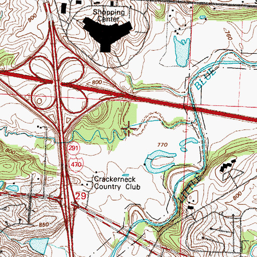 Topographic Map of Camp Creek, MO