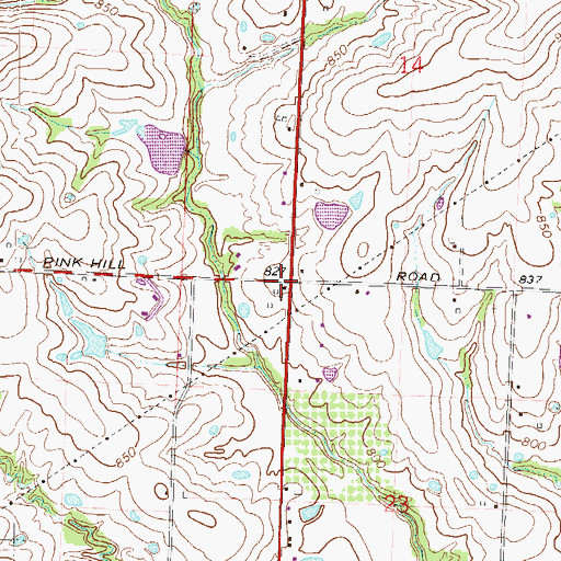 Topographic Map of Pink Hill, MO