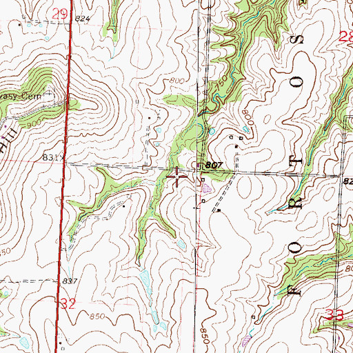 Topographic Map of Bone Hill School (historical), MO