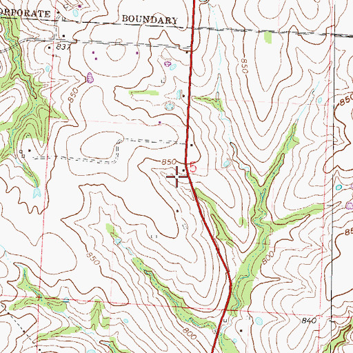 Topographic Map of Glenside School (historical), MO
