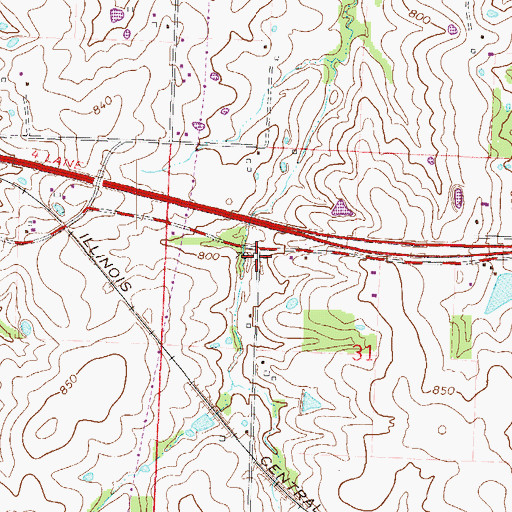 Topographic Map of Elm Grove School (historical), MO