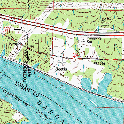 Topographic Map of Scotia, AR