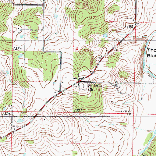Topographic Map of Saint Luke School (historical), MO