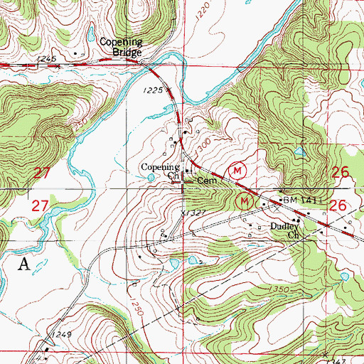 Topographic Map of Copening School (historical), MO
