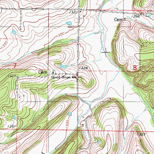 Topographic Map of Good Hope School (historical), MO