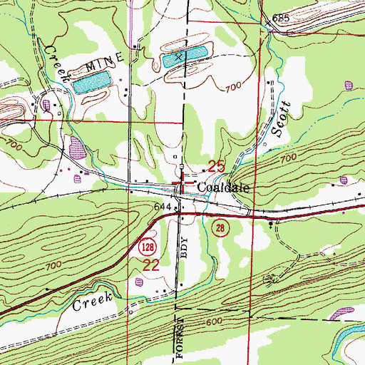 Topographic Map of Scott Branch, AR