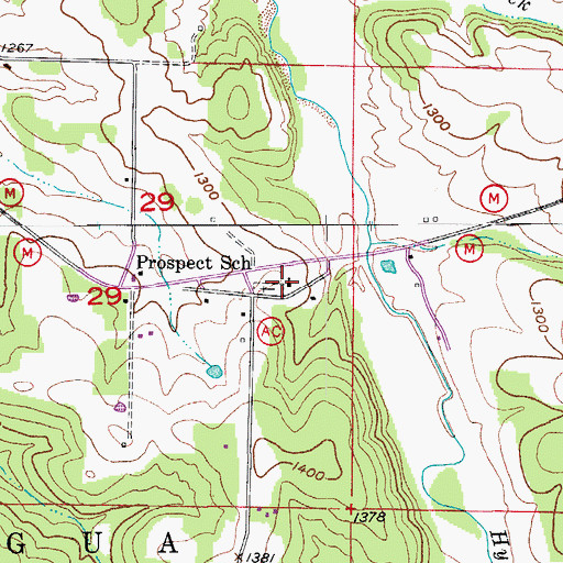 Topographic Map of Prospect Church, MO