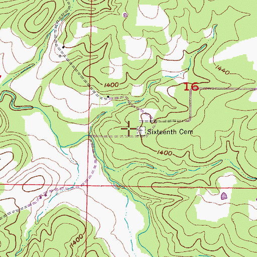 Topographic Map of Sixteenth Church (historical), MO
