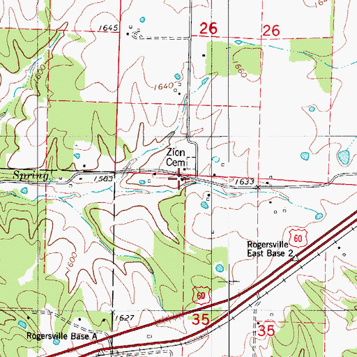 Topographic Map of Center Point School (historical), MO