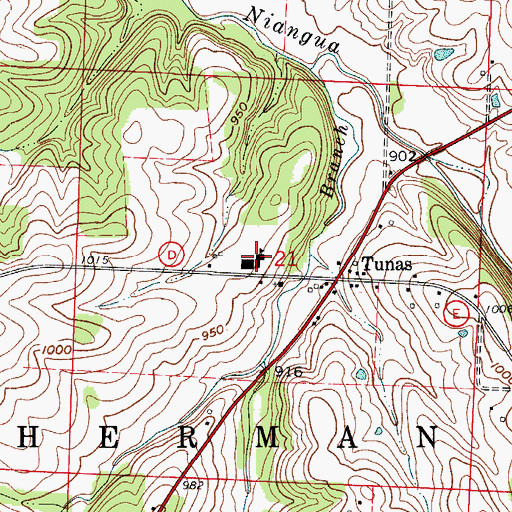 Topographic Map of Tunas School, MO
