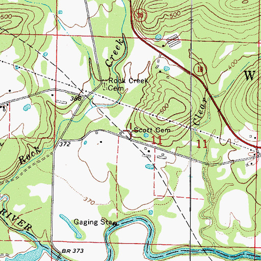 Topographic Map of Alexander A Scott Cemetery, AR