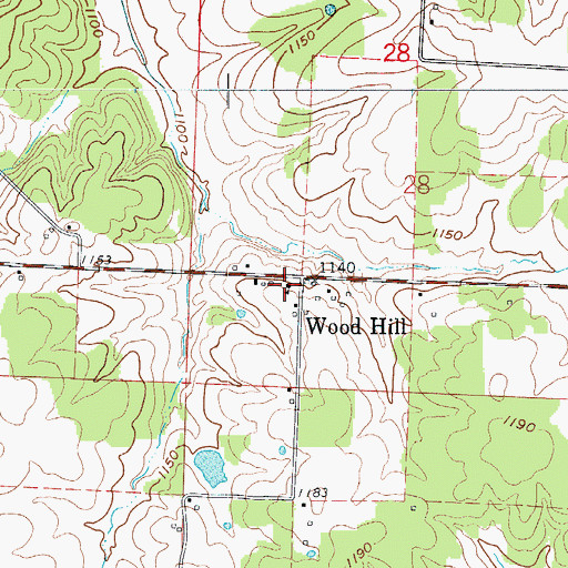 Topographic Map of Wood Hill School, MO