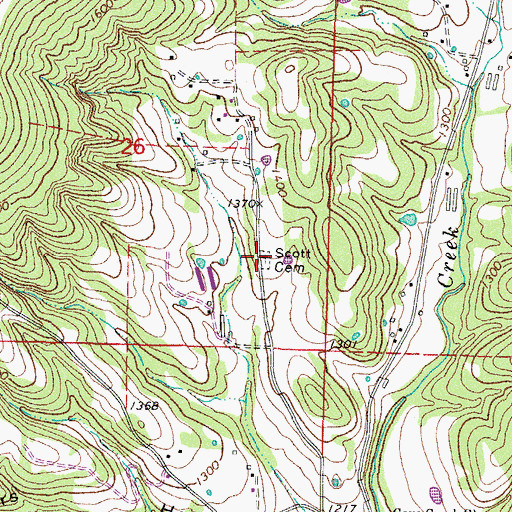 Topographic Map of Scott Cemetery, AR