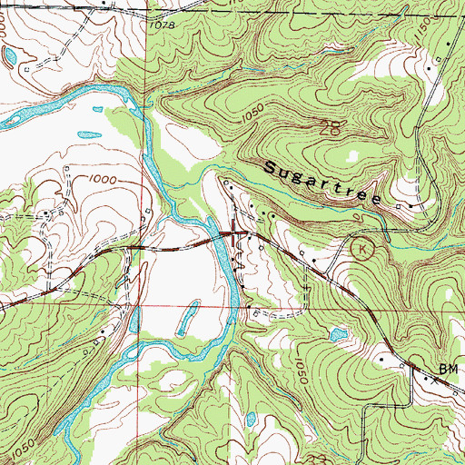 Topographic Map of Cloverdale, MO