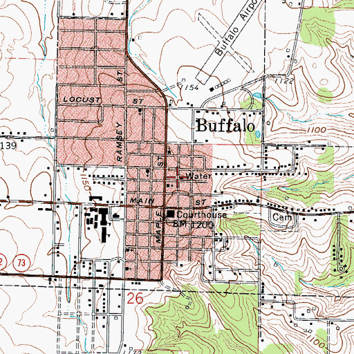 Topographic Map of Gum Spring, MO