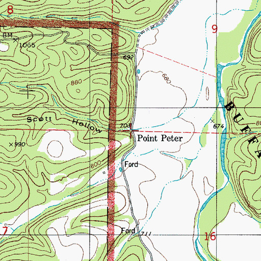 Topographic Map of Scott Hollow, AR