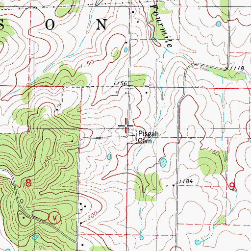 Topographic Map of Pisgah Church (historical), MO