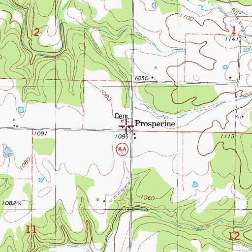 Topographic Map of Prosperine Church, MO