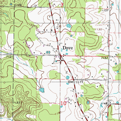 Topographic Map of Dove Church, MO