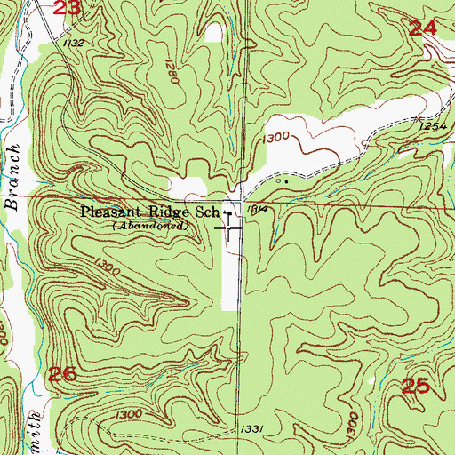 Topographic Map of Pleasant Ridge Church (historical), MO