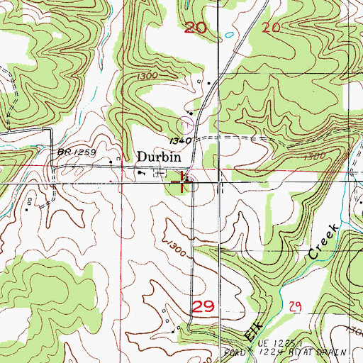 Topographic Map of Durbin Church, MO