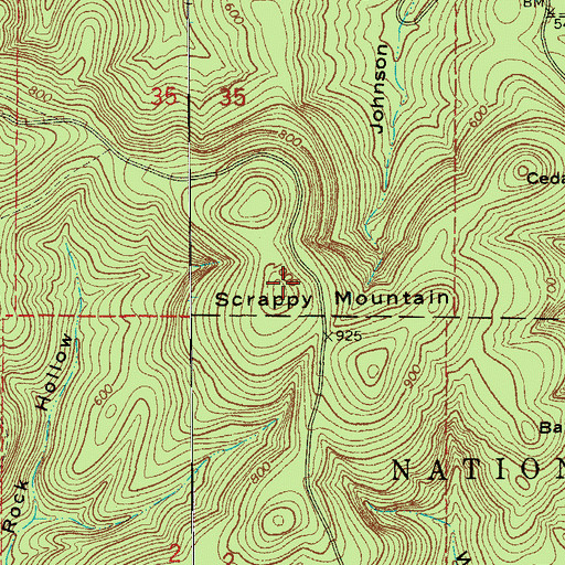 Topographic Map of Scrappy Mountain, AR