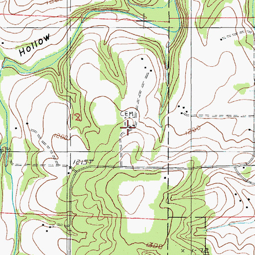 Topographic Map of Coldwater Church, MO