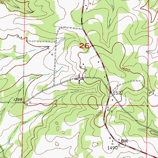 Topographic Map of Number Three School (historical), MO