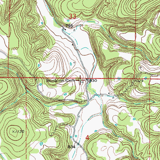 Topographic Map of Scribner Cemetery, AR