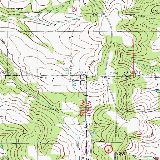 Topographic Map of Bethel Church, MO