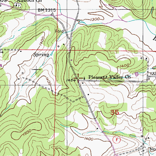 Topographic Map of Pleasant Valley School (historical), MO