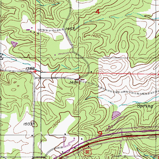 Topographic Map of Cross Roads School (historical), MO