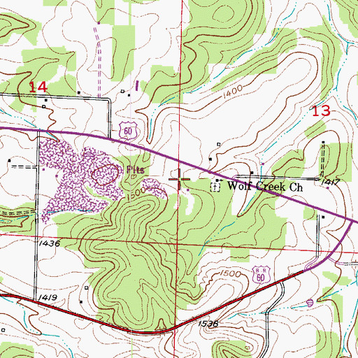 Topographic Map of Spence School (historical), MO
