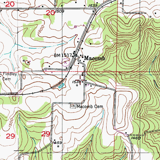 Topographic Map of Macomb School, MO