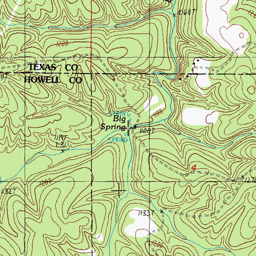 Topographic Map of Big Spring Creek, MO