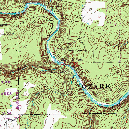 Topographic Map of Gill Branch, MO