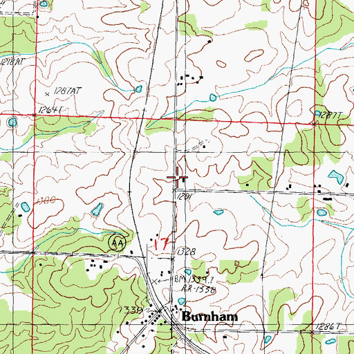 Topographic Map of Burnham School (historical), MO