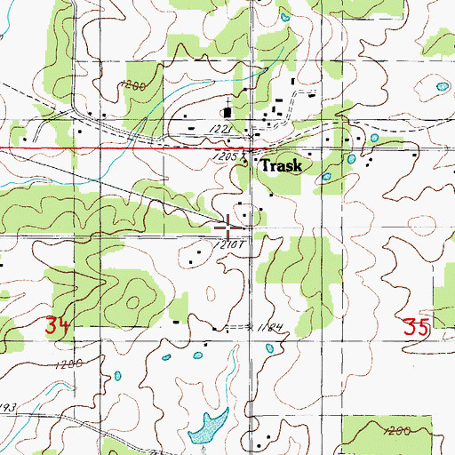 Topographic Map of Trask School (historical), MO