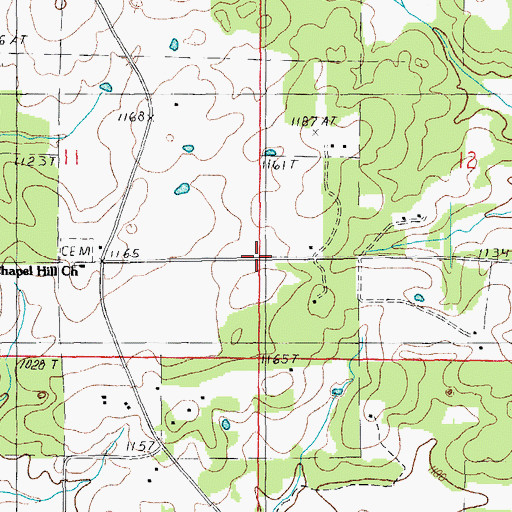 Topographic Map of Chapel, MO