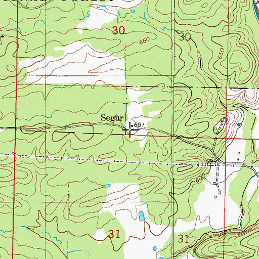Topographic Map of Segur, AR