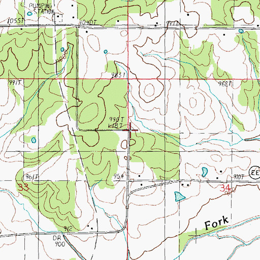 Topographic Map of Riggs School (historical), MO