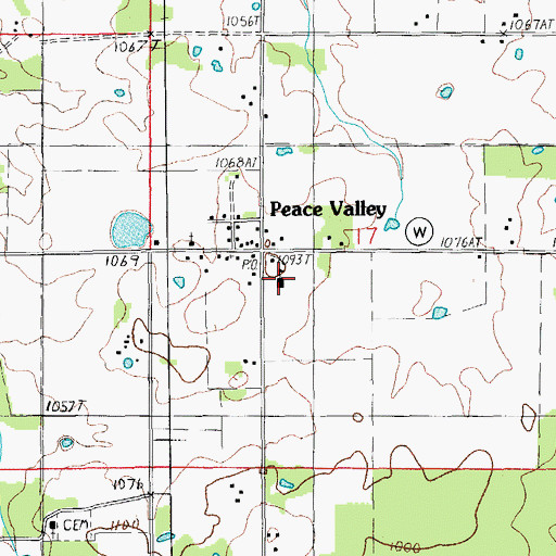Topographic Map of Peace Valley High School, MO