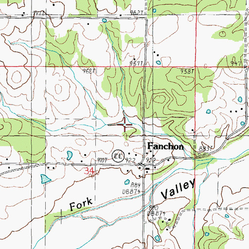 Topographic Map of Chalk Hole Valley, MO
