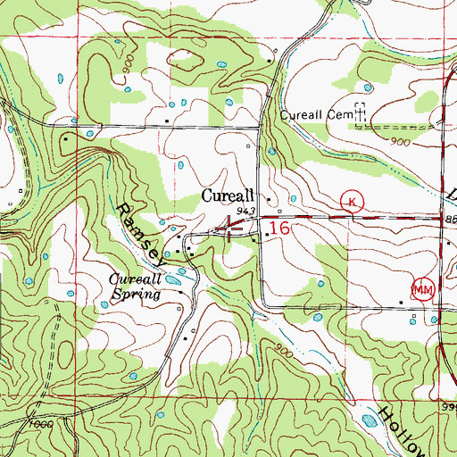 Topographic Map of Cureall Church (historical), MO