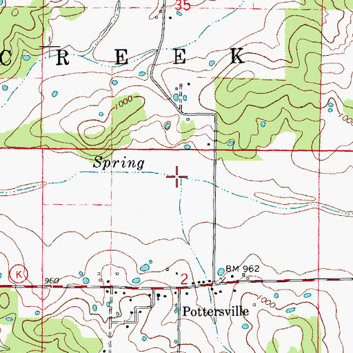 Topographic Map of Wadley Branch, MO