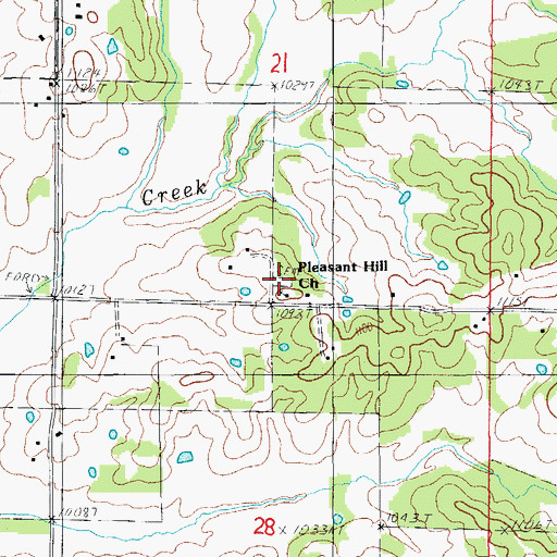 Topographic Map of Pleasant Hill Cemetery, MO