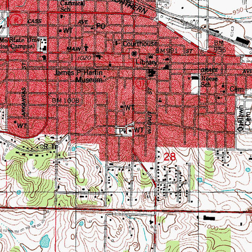 Topographic Map of Hines Hill, MO