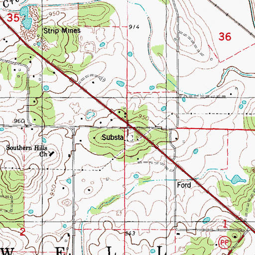 Topographic Map of Frankville, MO