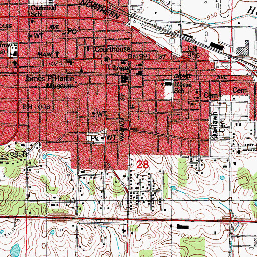Topographic Map of Summers Addition, MO