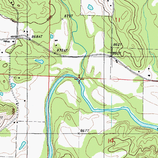 Topographic Map of Shack Creek, AR